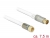 89409 Delock Anténní kabel F samec > IEC samec RG-6/U quad shield 7,5 m bílá Premium small
