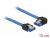 84982 Delock Cable SATA 6 Gb/s receptacle straight > SATA receptacle left angled 10 cm blue with gold clips small