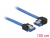 84987 Delock Cable SATA 6 Gb/s receptacle straight > SATA receptacle left angled 100 cm blue with gold clips small