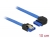 84988 Delock Cable SATA 6 Gb/s receptacle straight > SATA receptacle right angled 10 cm blue with gold clips small