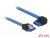 84989 Delock Cable SATA 6 Gb/s receptacle straight > SATA receptacle right angled 20 cm blue with gold clips small