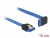 84994 Delock Cable SATA 6 Gb/s receptacle straight > SATA receptacle upwards angled 10 cm blue with gold clips small