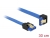 85090 Delock Cable SATA 6 Gb/s receptacle straight > SATA receptacle downwards angled 30 cm blue with gold clips small