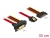 85229 Delock Cable SATA 6 Gb/s 7 pin receptacle + SATA 15 pin power plug > SATA 22 pin receptacle downwards angled metal 30 cm small
