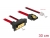 85243 Delock Cable SATA 6 Gb/s 7 pin receptacle + 2 pin power female > SATA 22 pin receptacle downwards angled (5 V) metal 30 cm small