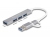 64214 Delock 4 portový tenký USB Hub s USB Type-C™ nebo USB Typu-A na 3 x USB 2.0 Typ-A samice + 1 x USB 5 Gbps Typ-A samice small