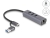 64282 Delock 3 portos USB 5 Gbps Hub + Gigabit LAN USB Type-C™ csatlakozóval vagy A-típusú USB  csatlakozóval fém vázban small
