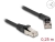 80487 Delock RJ45 Network Cable Cat.6A S/FTP plug 45° right angled to plug straight 0.25 m black small