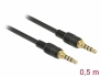 85592 Delock Stereo Jack Cable 3.5 mm 4 pin male > male 0.5 m black