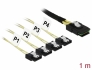 85731 Delock Cablu cu conector Mini SAS SFF-8087 > 4 porturi SATA cu 7 pini 1 m metal