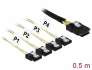 85800 Delock Kabel Mini SAS SFF-8087 > 4 x SATA 7-stifts 0,5 m metall