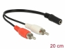 85806 Delock Audio kabel 2 x RCA muški do 1 x 3,5 mm 3-zatični stereo utikač od 20 cm