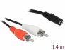 85808 Delock Audio Kabel 2 x Cinchstecker zu 1 x 3,5 mm 3 Pin Klinkenbuchse 1,4 m