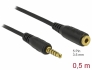 85700 Delock Cablu prelungitor mufă stereo 3,5 mm 5 pin tată la mamă 0,5 m negru