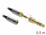 85779 Delock Stereofonní prodlužovací kabel s tříkolíkovou zástrčkou 3,5 mm na zásuvku rozměru 6,35 mm se šroubovacím adaptérem 0,5 m