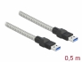 86774 Delock Kabel USB 3.2 Gen 1 Typu-A samec na Typu-A samec, s kovovým opláštěním, 0,5 m