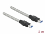 86776 Delock USB 3.2 Gen 1, fém borítású kábel A-típusú apa – A-típusú, 2 méter