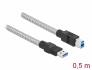 86777 Delock USB 3.2 Gen 1, fém borítású kábel A-típusú apa – B-típusú, 0,5 méter