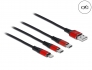 86709 Delock USB-laddningskabel 3-i-1 Typ-A till Lightning™ / 2 x USB Type-C™ 1 m svart / röd