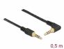 85607 Delock Conector de Cable Estéreo de 3,5 mm de 4 pines macho > macho en ángulo 0,5 m negro