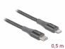 86630 Delock Cable de datos y de carga USB Type-C™ a Lightning™ para iPhone™, iPad™ y iPod™ gris 0,5 m MFi