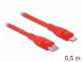 86633 Delock Adat- és töltőkábel USB Type-C™ - Lightning™ iPhone™, iPad™ és iPod™ készülékhez piros 0,5 m MFi