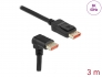 87052 Delock DisplayPort cable male straight to male 90° downwards angled 8K 60 Hz 3 m