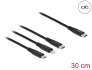 87148 Delock Kabel ładowarki USB 3 w 1 USB Type-C™ do Lightning™ / Micro USB / USB Type-C™ 30 cm