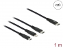 87149 Delock Câble USB de chargement 3-en-1 USB Type-C™ à Lightning™ / Micro USB / USB Type-C™, 1 m