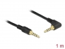 85610 Delock Stereo Jack Cable 3.5 mm 4 pin male > male angled 1 m black