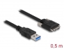 87798 Delock Câble USB 3.0 Type-A mâle vers Type Micro-B mâle avec vis 0,5 m