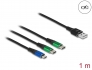87882 Delock Câble USB de chargement 3-en-1 Type-A pour Micro USB / 2 x USB Type-C™, 1 m