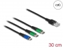 87883 Delock Cablu de încărcare USB 3 în 1 Tip-A la Micro USB / 2 x USB Type-C™, 30 cm