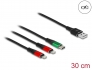 87881 Delock Cable de carga USB 3 en 1 Tipo-A a 2 x Lightning™ / USB Type-C™ 30 cm