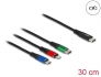 86820 Delock Câble USB de chargement 3-en-1 USB Type-C™ à Lightning™ / Micro USB / USB Type-C™, 30 cm