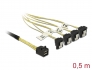 85684 Delock Kábel Mini SAS HD SFF-8643 > 4 x SATA 7 Pin, ívelt, 0,5 m