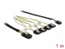 85682 Delock Cablu cu conector Mini SAS SFF-8087 > 4 porturi SATA cu 7 pini + bandă de frecvenţe laterale, de 1 m metal