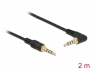 85613 Delock Stereo Jack Cable 3.5 mm 4 pin male > male angled 2 m black
