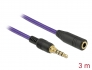85625 Delock Verlängerungskabel Audio Klinke 3,5 mm Stecker / Buchse 4 Pin 3 m violett
