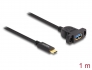 87826 Delock Câble SuperSpeed USB 10 Gbps (USB 3.2 Gen 2) USB Type-C™ mâle à USB Type-A femelle, 1 m, panneau de montage, noir