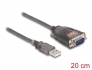 61412 Delock Adaptateur USB 2.0 Type-A vers 1 x Serial RS-232 D-Sub 9 broches mâles avec écrous muni de 3 LED, 0,2 m