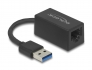 65903 Delock Adaptér SuperSpeed USB (USB 3.2 Gen 1) s USB Typ-A samec > Gigabit LAN 10/100/1000 Mbps kompaktní černý