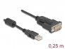 61549 Delock Adaptateur USB 2.0 Type-A vers 1 x Serial RS-232 D-Sub, 9 broches mâles avec âme en ferrite, 0,25 m