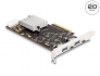 90097 Delock PCI Express x8 Card with 2 x USB 20 Gbps USB Type-C™ female and 2 x USB 10 Gbps Type-A female - Quad Channel