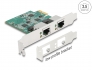88101 Delock PCI Express x1-kort till 2 x RJ45 2,5 Gigabit LAN