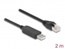 64161 Delock Szeregowy kabel połączeniowy z czipsetem FTDI, USB 2.0 Typu-A męski na RS-232 RJ45 męski, 2 m, czarny