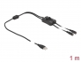 86797 Delock Kabel USB Typ-A męski do 2 x DC 5,5 x 2,1 mm żeński z przełącznikiem, 1 m