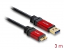 82762 Delock Kábel USB 3.0 A-típusú dugó > USB 3.0 Micro-B típusú dugó 3 m Premium