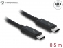 84844 Delock Thunderbolt™ 3 (40 Gb/s) USB-C™ kábel, csatlakozódugó > csatlakozódugó, passzív, 0,5 m, 5 A, fekete