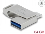 54075 Delock  Stick de memorie USB 5 Gbps USB-C ™ + Tip-A de 64 GB - Carcasă metalică